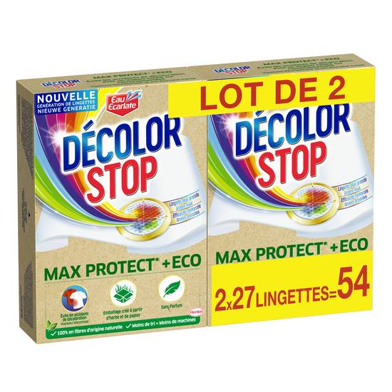 Eau Ecarlate - Décolor stop lingettes anti décoloration éco 54 Lavages (2  pièces), Delivery Near You