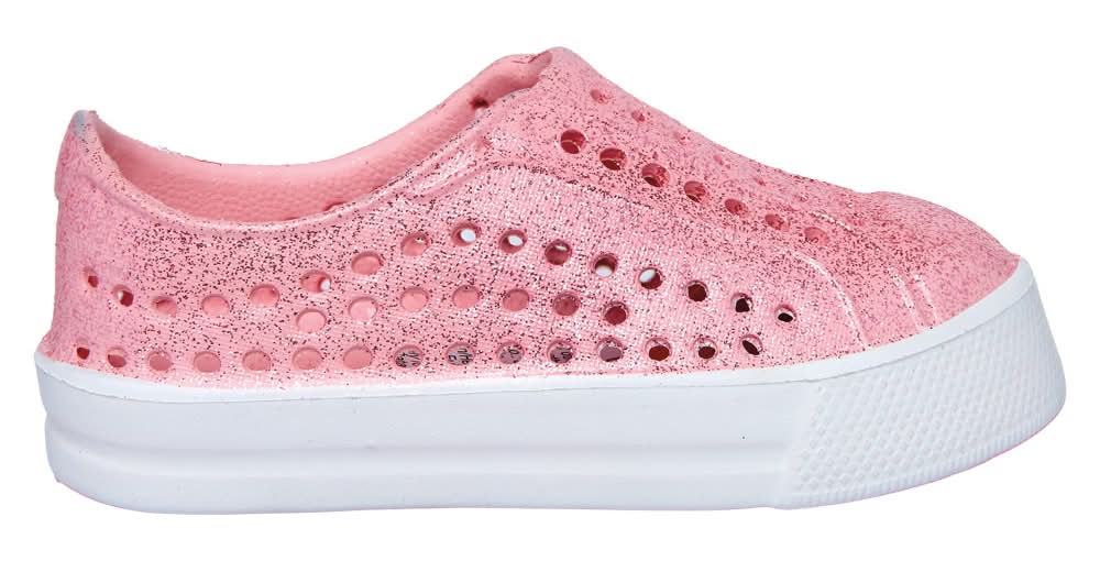 Lily & Dan Glitter Pink Children's Lightweight Slip Ons - 5/6