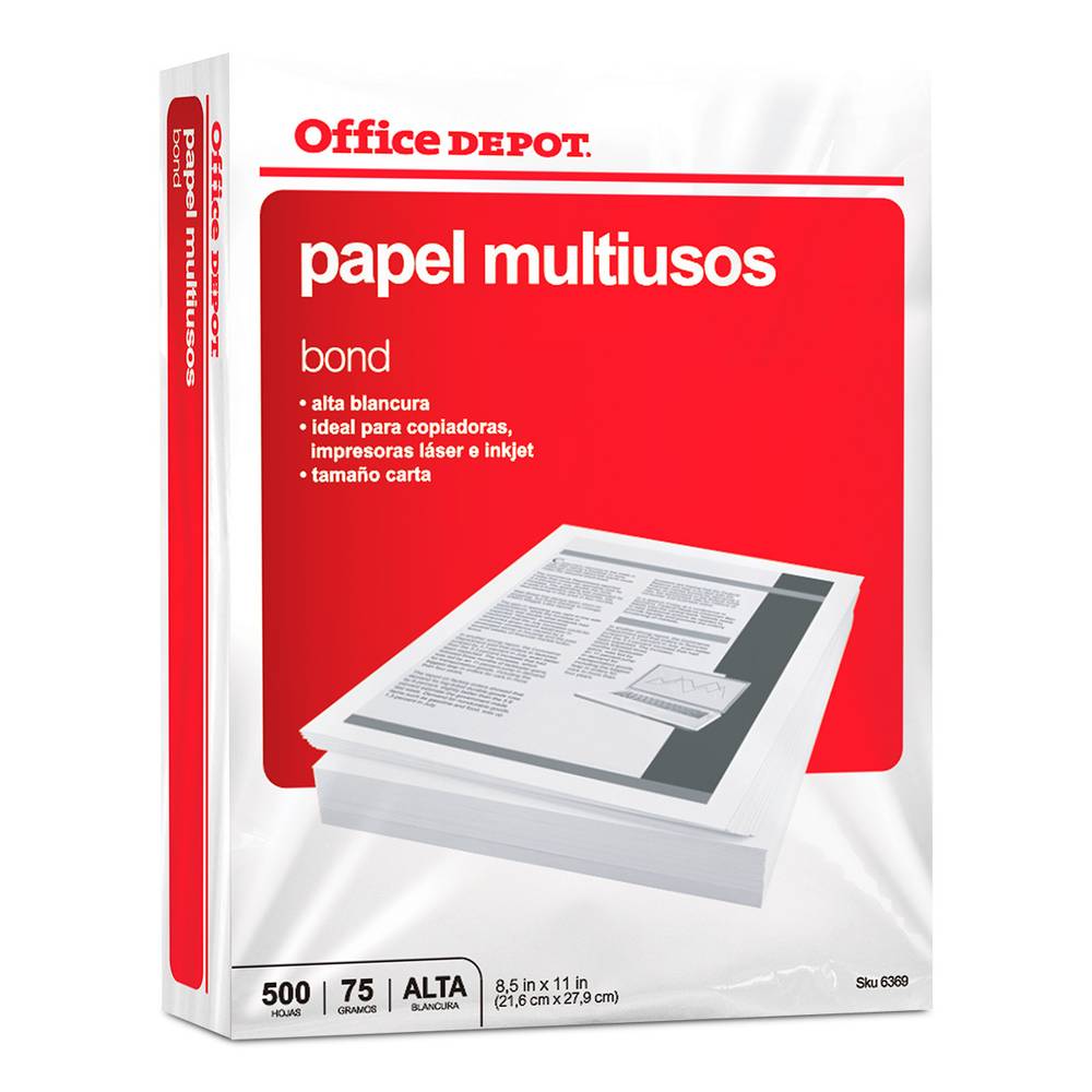 Office depot hojas de papel bond (carta) (500 un)