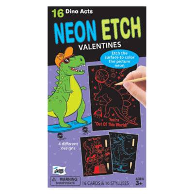 Mel Neon Dino Etch Card Kit - 16 Ct