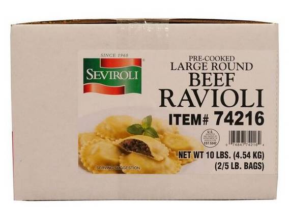 Frozen Seviroli - Large Round Beef Ravioli - 135ct. Bag (1 Unit per Case)
