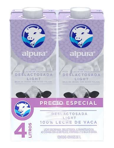 Alpura · Leche light deslactosada uht (4 x 1 L)