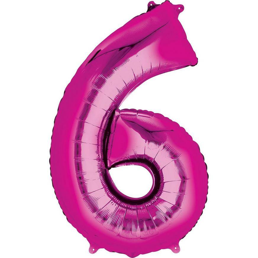 Uninflated 34in Bright Pink Number Balloon (6)