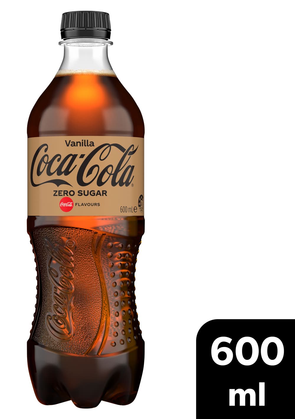 Coca-Cola Vanilla Zero Sugar Soft Drink, Vanilla (600mL)