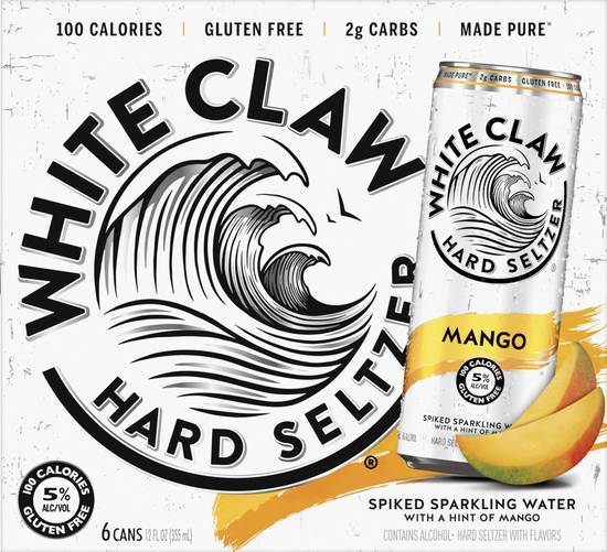 White Claw Spiked Hard Seltzer (6 pack, 12 fl oz) (mango)