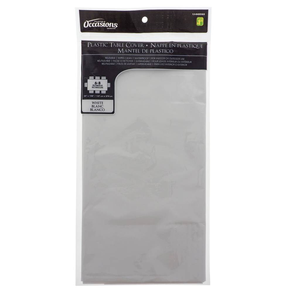 Occasions nappe rectangulaire en plastique (137x274 cm/blanche)