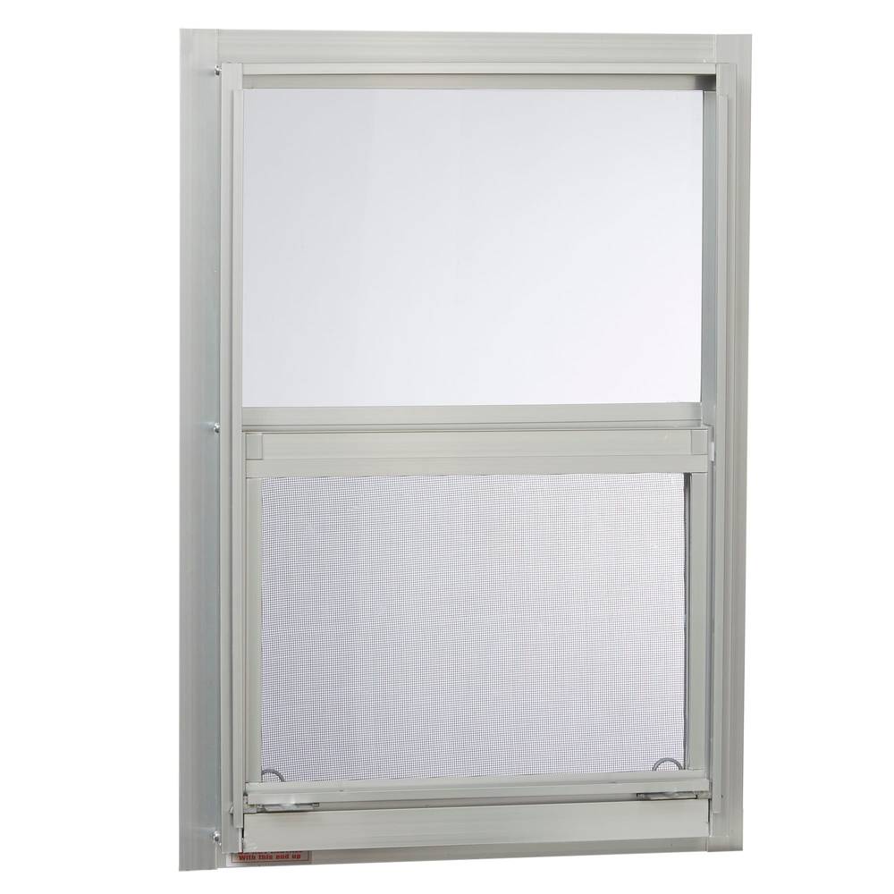 Project Source 40000 Series Replacement 14-in x 21-in x 1-3/4-in Jamb Silver Aluminum Single-glazed Single Hung Window Half Screen Included | AMH1421PS