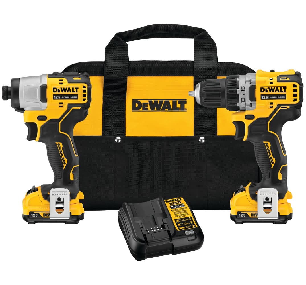 DEWALT XTREME 2-Tool 12V MAX XR Brushless DrilI/Impact Driver with Bag (2-Batteries and Charger Included)