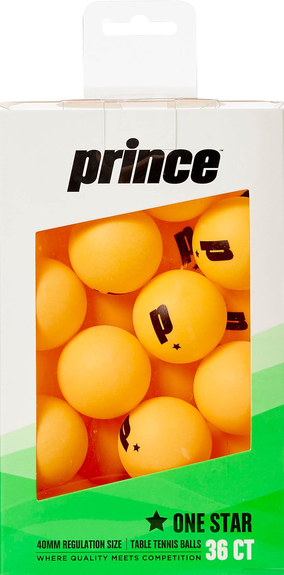 Prince One-Star Table Tennis Balls, 40 mm, Orange (36 ct)