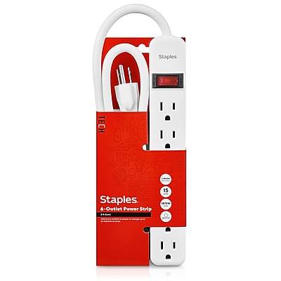 Staples Cord 6 Outlet Power Strip (3"/white)