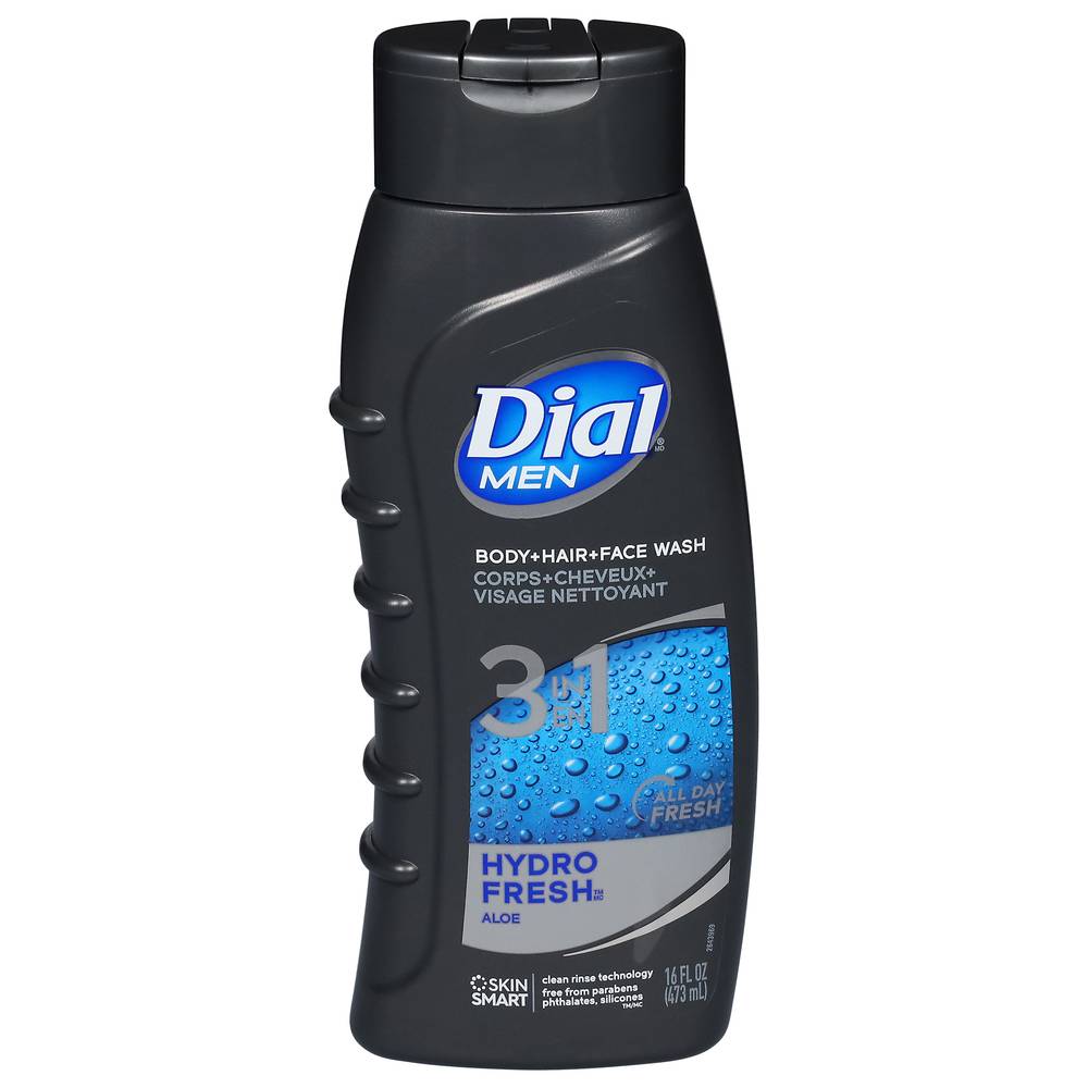 Dial Men 3 in 1 Hydro Fresh Aloe Body+Hair+Face Wash