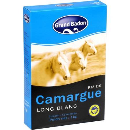 Riz long blanc de Camargue 13mn GRAND BADON - le paquet d'1Kg