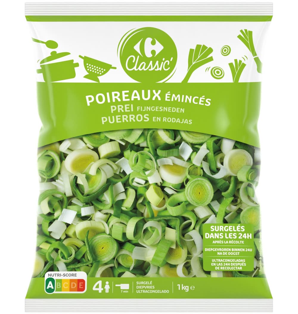 Carrefour Classic' - Poireaux surgelés émincés en rondelles (1kg)