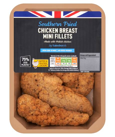 Sainsbury's Southern Fried Fresh British Chicken Breast Mini Fillets (305g)