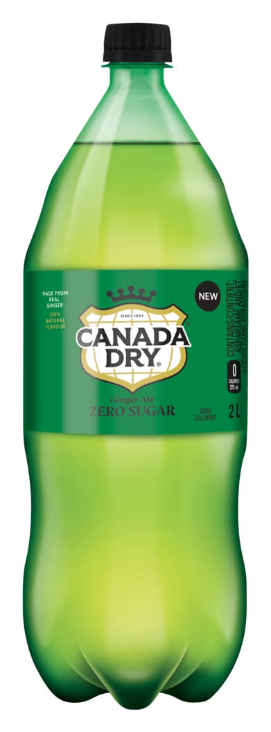 Canada Dry Zero Sugar Soda Bottle, Ginger Ale (2 L)