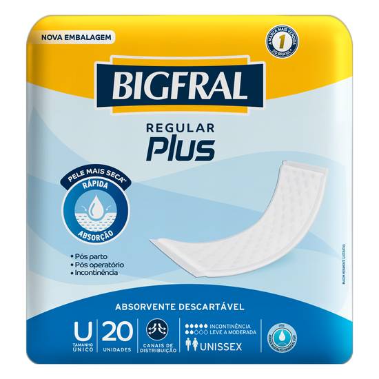 Bigfral · Absorvente descartável regular plus - Unisex - Único (20 un)