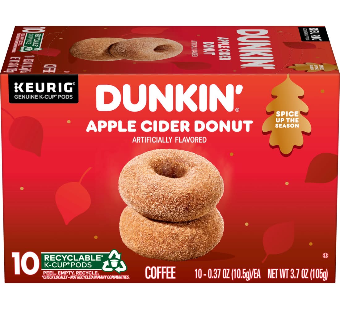 Dunkin' Flavored Coffee K-Cup Pods, Apple Cider Donut (0.37 oz, 10 ct)