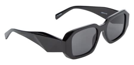 Ladies Plastic Geometric Rectangle Sunglasses Black
