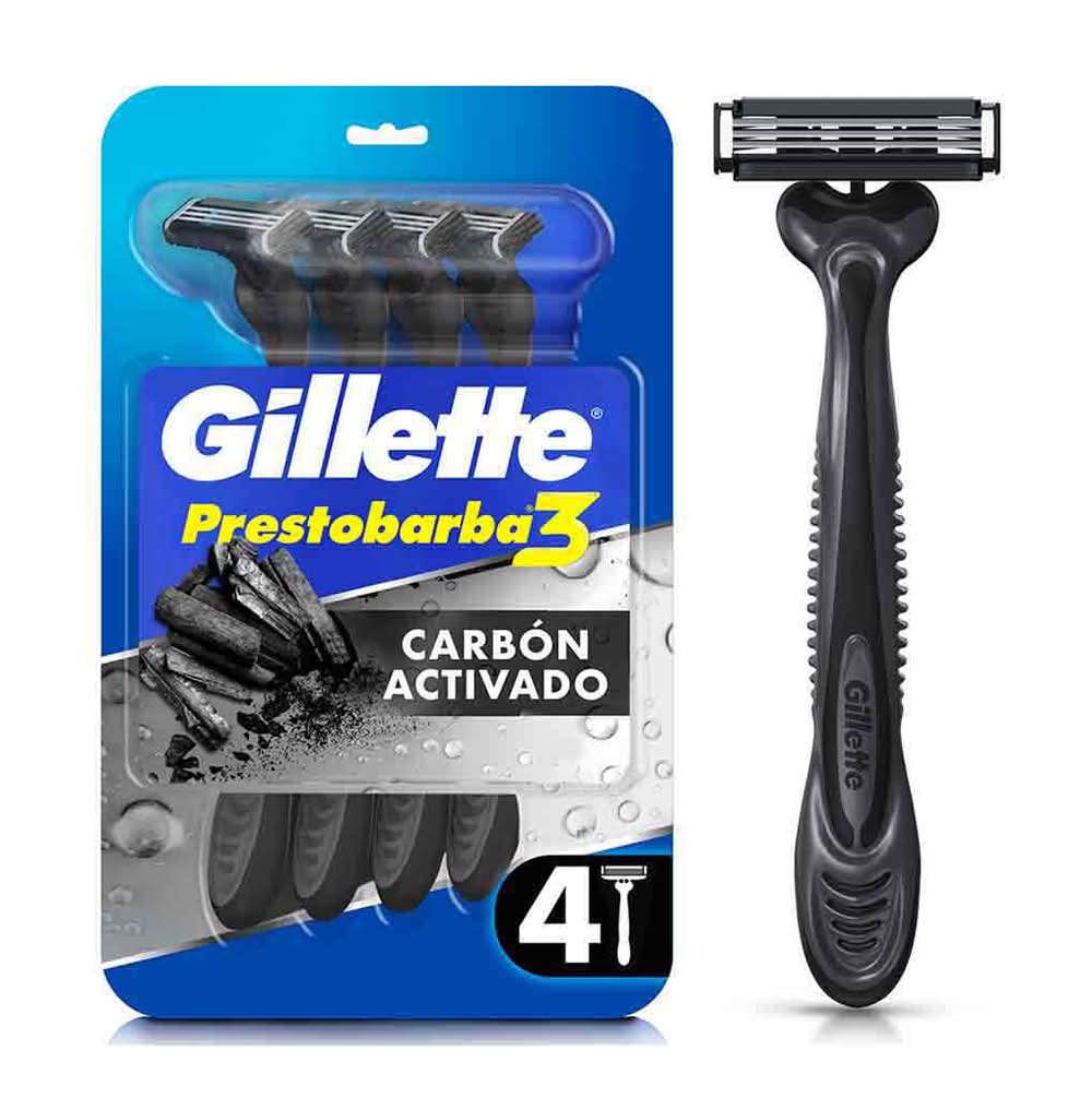 Gillette · Prestobarba 3 rastrillo con carbón activado (4 un)