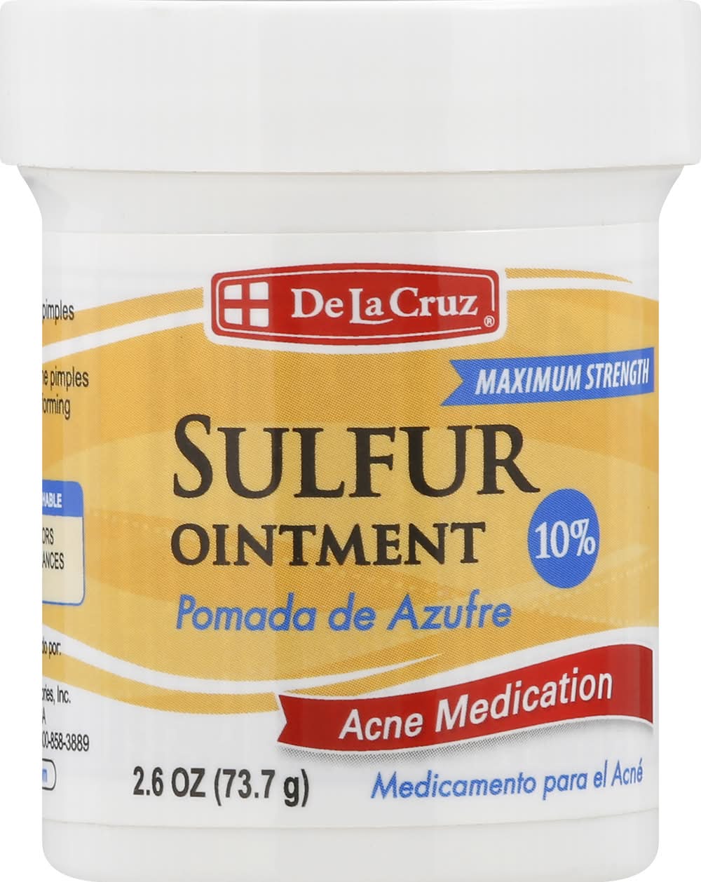 De La Cruz Maximum Strength 10% Sulfur Ointment Acne Medication (2.6 oz)