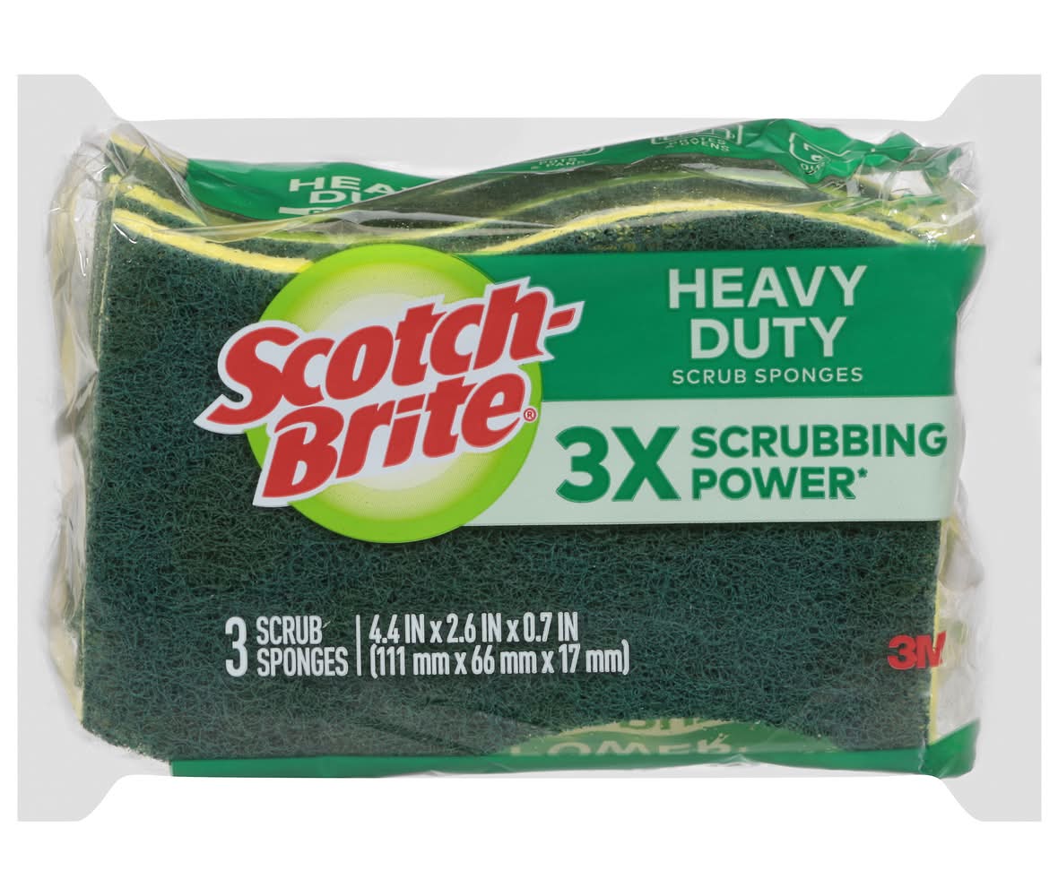 Scotch-Brite Heavy Duty Scrub Sponges, 4.4x2.6x0.7 in (3 ct)