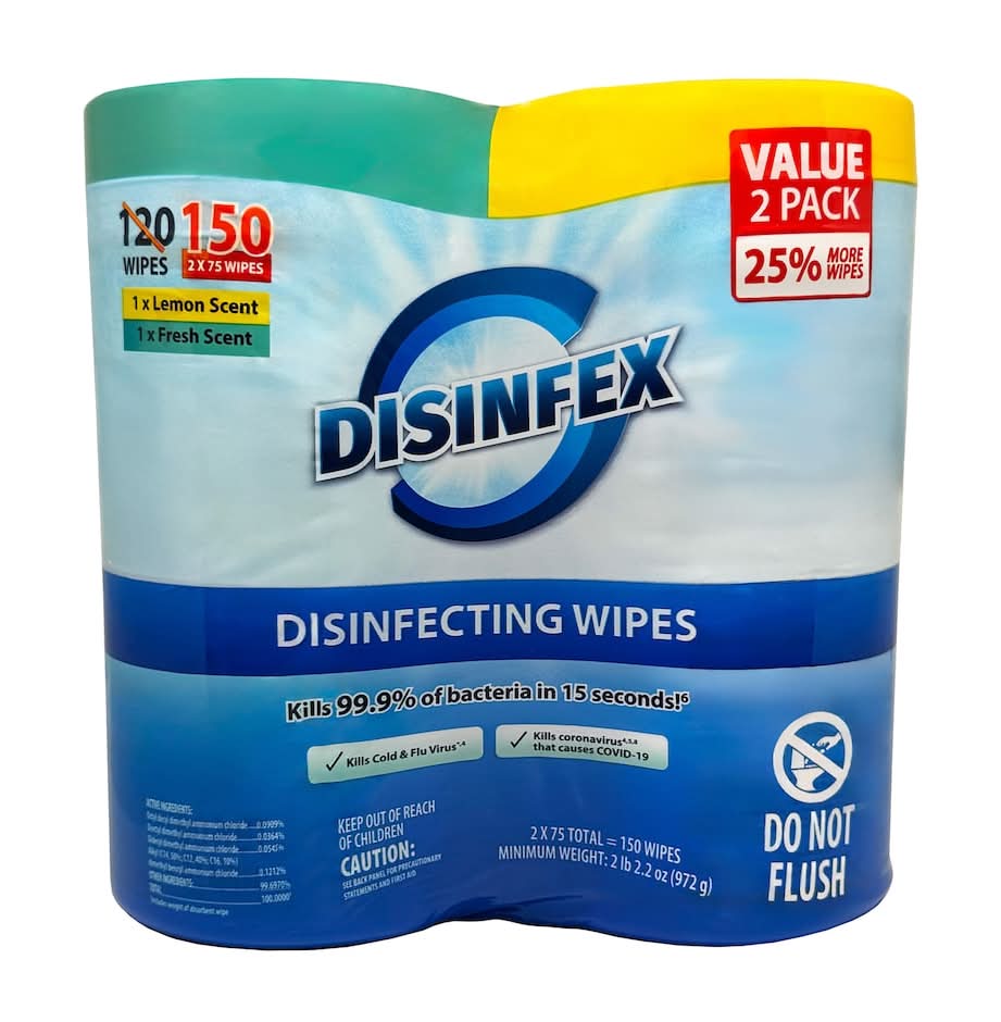 Disinfex Disinfecting Wipes, Lemon-Fresh (2 ct)