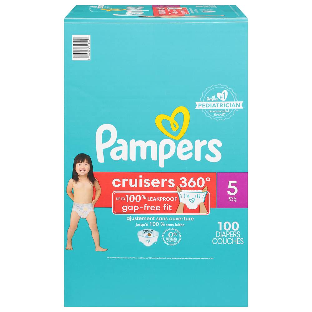 Pampers Diapers 27+lb, Size 5 (100 ct)