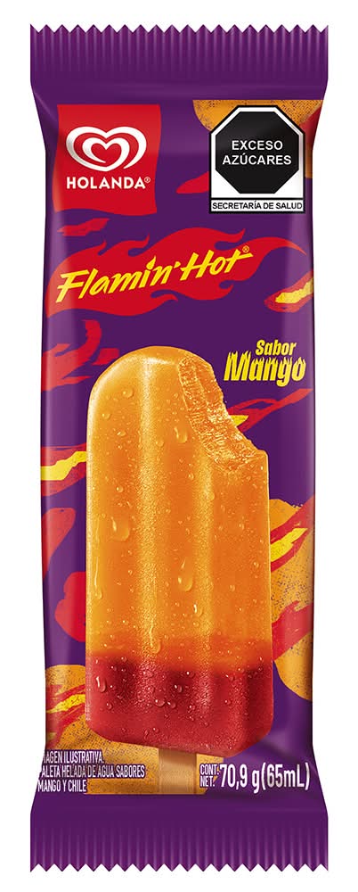 Helados Holanda · Flamin' hot paleta helada de agua, mango-chile (65 ml)