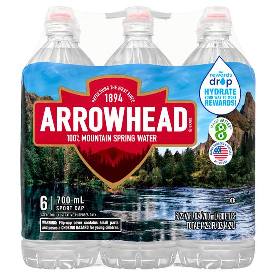 Arrowhead 100% Mountain Spring Water (6 ct, 23.69 fl oz)