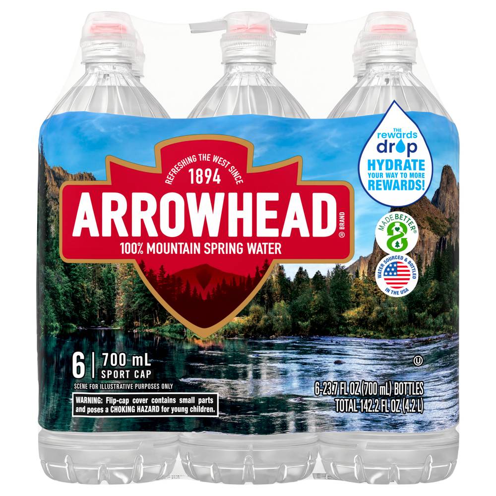 Arrowhead 100% Mountain Spring Water (6 x 23.7 fl oz)