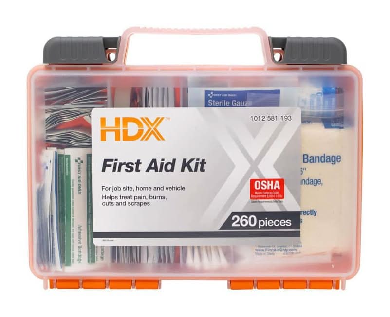 Hdx 260-Piece Osha Plastic First Aid Kit