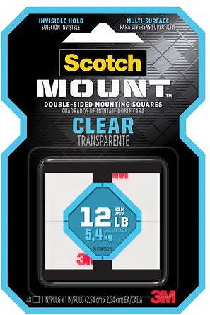 Scotch-Mount Clear Double-Sided Mounting Squares, 1 in X 1 in