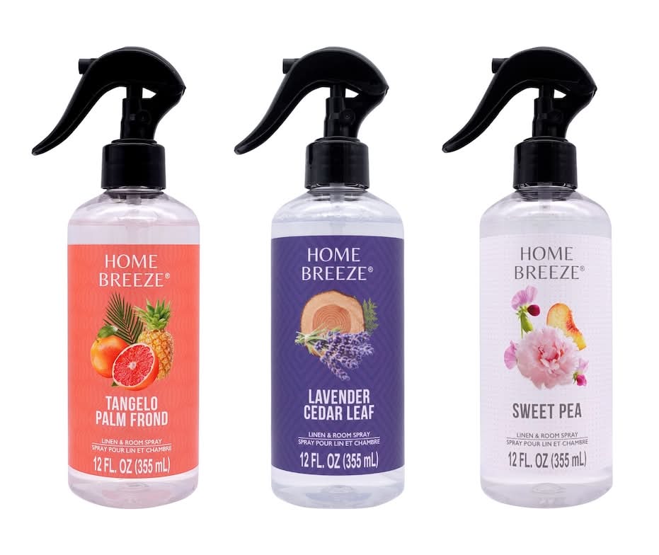 Home Breeze Scented Linen and Room Spray, Tangelo Palm Frond-Lavender Cedar Leaf-Sweet Pea (3 x 12 fl oz)