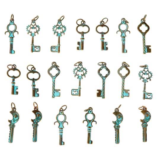 Found Objects Patina Key Charms By Bead Landing