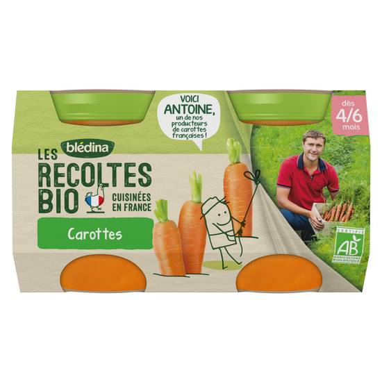 Blédina - Les recoltes bio carottes dès 4 à 6 mois (2 pièces)