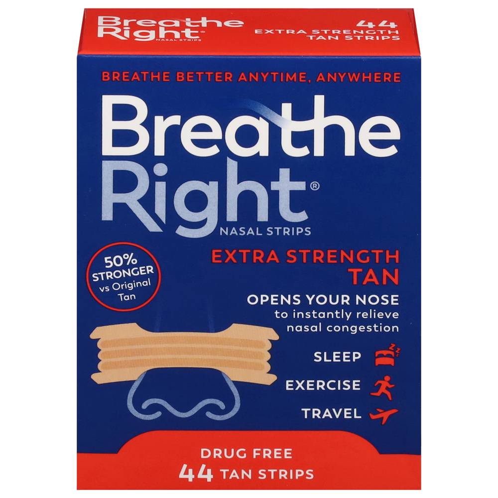 Breathe Right Drug Free Extra Strength Tan Nasal Strips (1.6 oz, 44 ct)