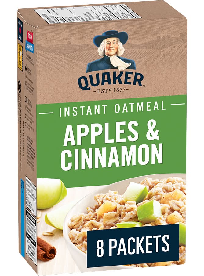 Quaker Instant Oatmeal Packets, Apples & Cinnamon (264 g, 8 ct)