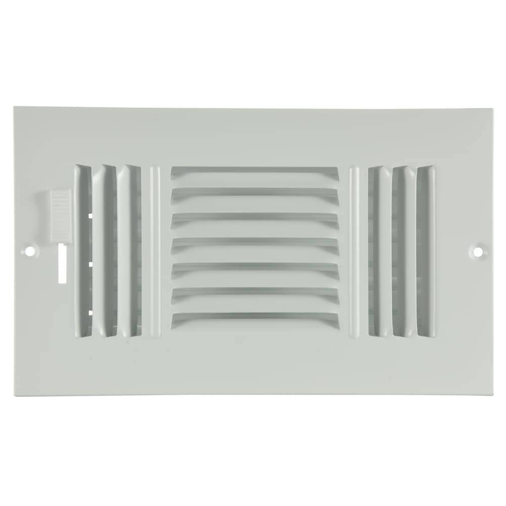 RELIABILT 8-in x 4-in 3-way Steel White Sidewall/Ceiling Register | 5130804WH