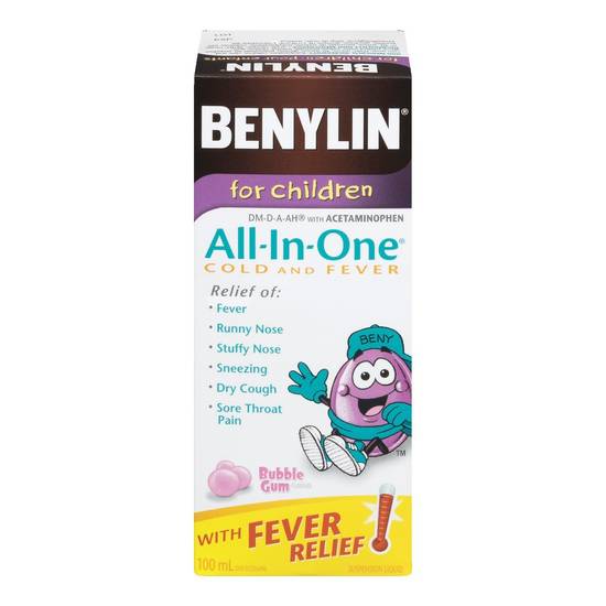 Benylin Children All-In-One Relief Bubble Gum Liquid (100 ml)