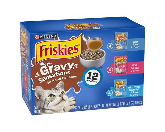 Friskies · Gravy Sensations Seafood Pouches Cat Food Variety Pack (12 x 3 oz)
