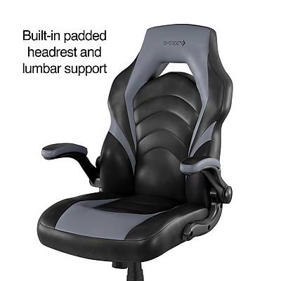 Staples Emerge Vortex Bonded Leather Ergonomic Gaming Chair 52503, Black & Gray