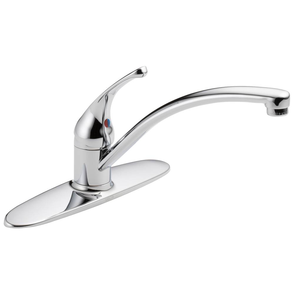 Delta Foundations Chrome Single Handle Kitchen Faucet (Deck Plate Included) | 10900LF