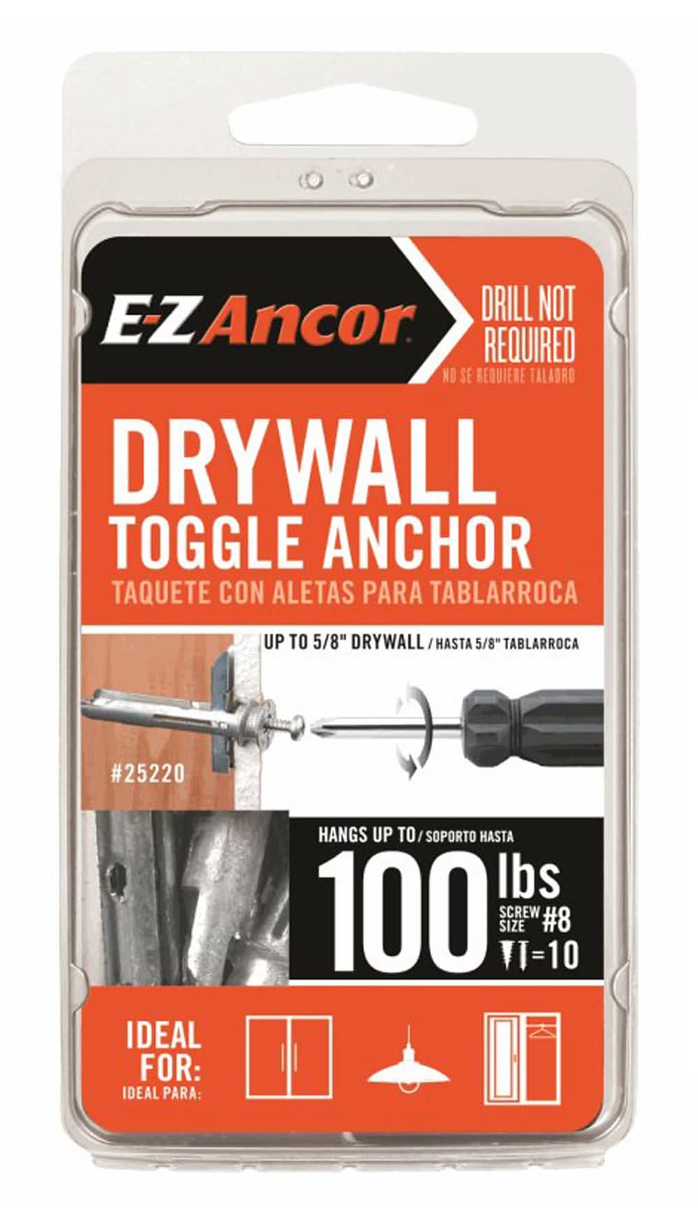 E-Z Ancor 100-lb 5/8-in x 2-1/2-in Toggle Bolt Anchors with Screws Included 10 -Pack