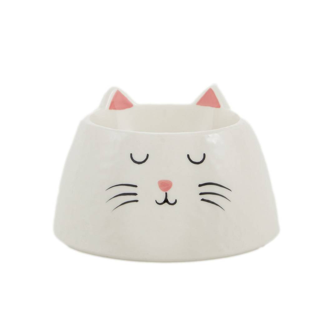 Whisker City® Ceramic Elevated Kitty Saucer, 0.5-cup (Color: White, Size: .5 Cup)