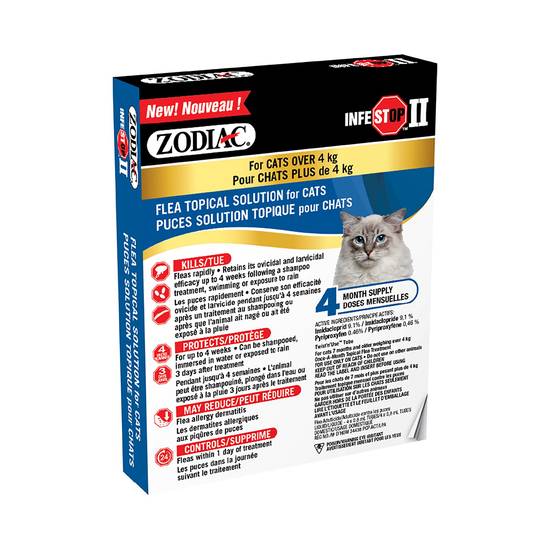 Zodiac Infestop II Flea Topical Solution for Cats Over 4 kg - 4 Count (Size: 4 Kg And Over)