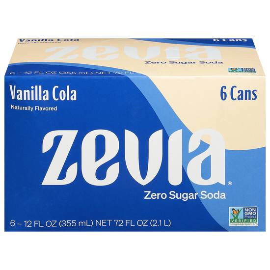 Zevia Zero Sugar Vanilla Cola Soda (6 ct, 12 fl oz)