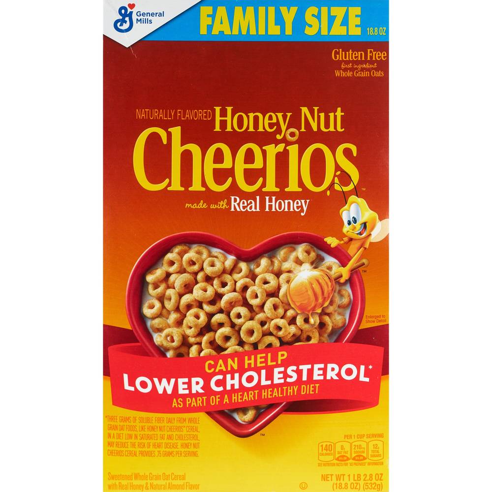 Honey Nut Cheerios Cereal, Family Size, 18.8 Oz