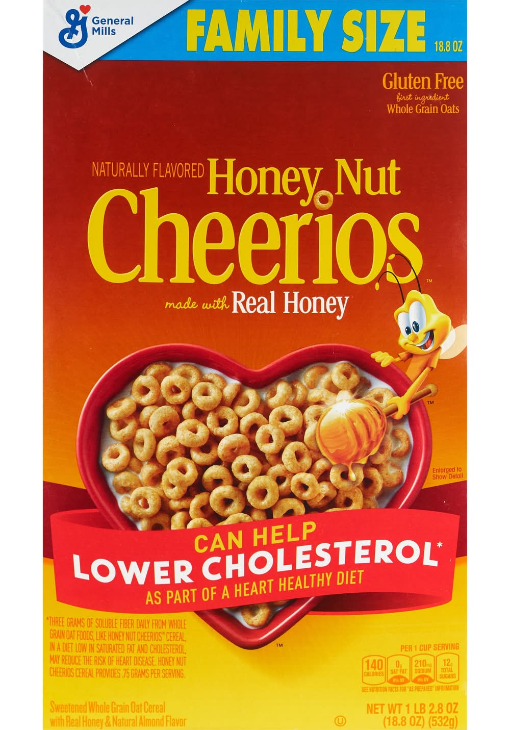 Honey Nut Cheerios Cereal, Family Size, 18.8 Oz