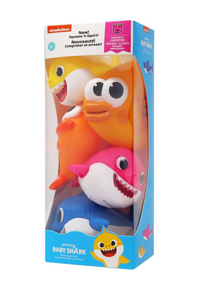 Nickelodeon jouets de bain bébés requins couineurs (1 ensemble, 5 unités) - baby shark bath squirters (1 set)