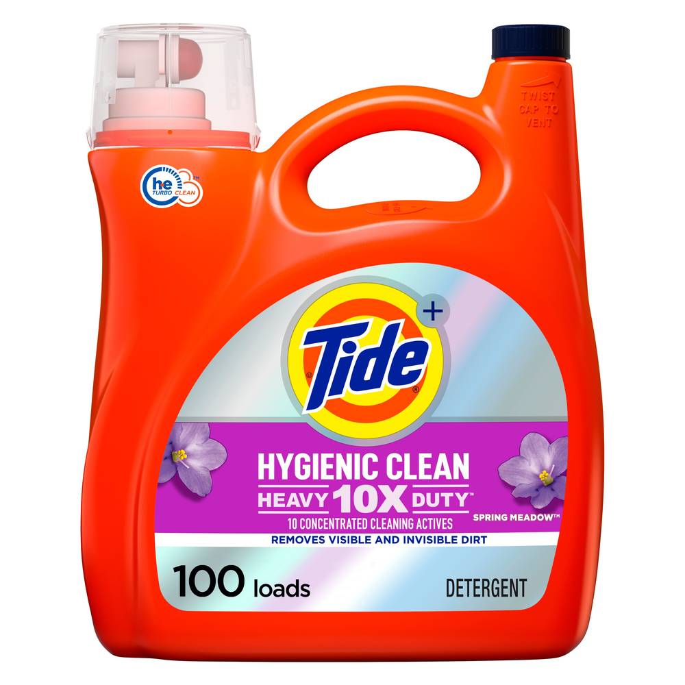 Tide HE Hygienic Liquid Laundry Detergent, Clean Spring Meadow Scent, 94 Loads, 132 oz